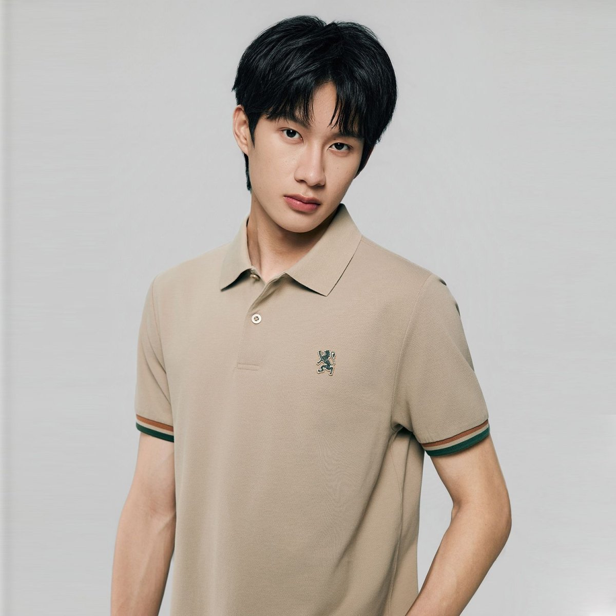 Giordano Men’s Cotton Slim Performance Polo with Small Lion Embroidery - Premium Polo