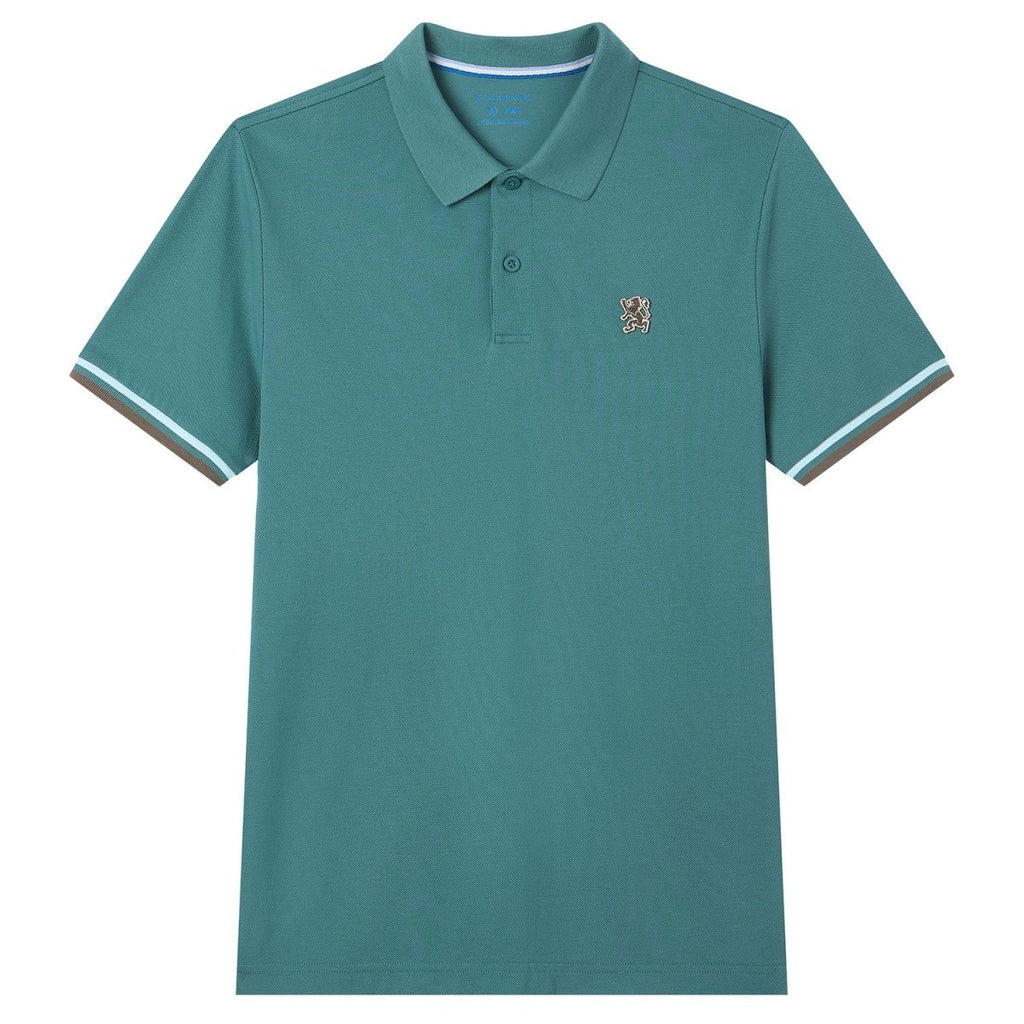 Giordano Men’s Cotton Slim Performance Polo with Small Lion Embroidery - Premium Polo