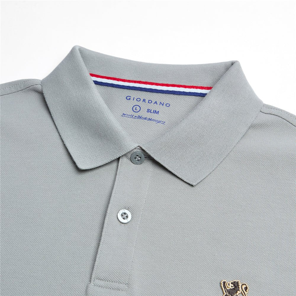 Giordano Men's Cotton Slim Performance Polo With Small Lion Embroidery - first_variant_option_2 Premium Polo for Giordano