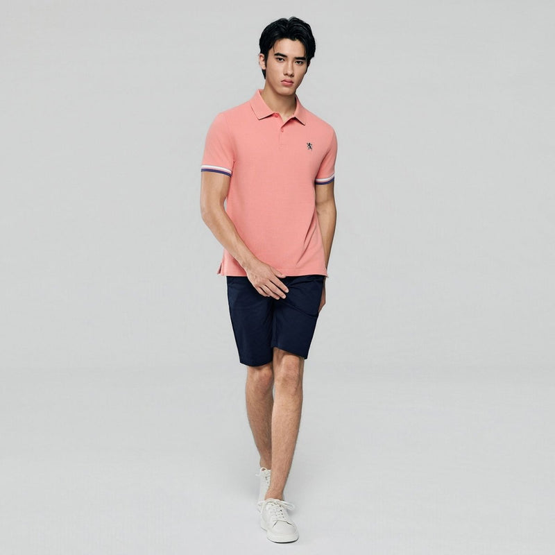 Giordano Men’s Cotton Slim Performance Polo with Small Lion Embroidery - Premium Polo