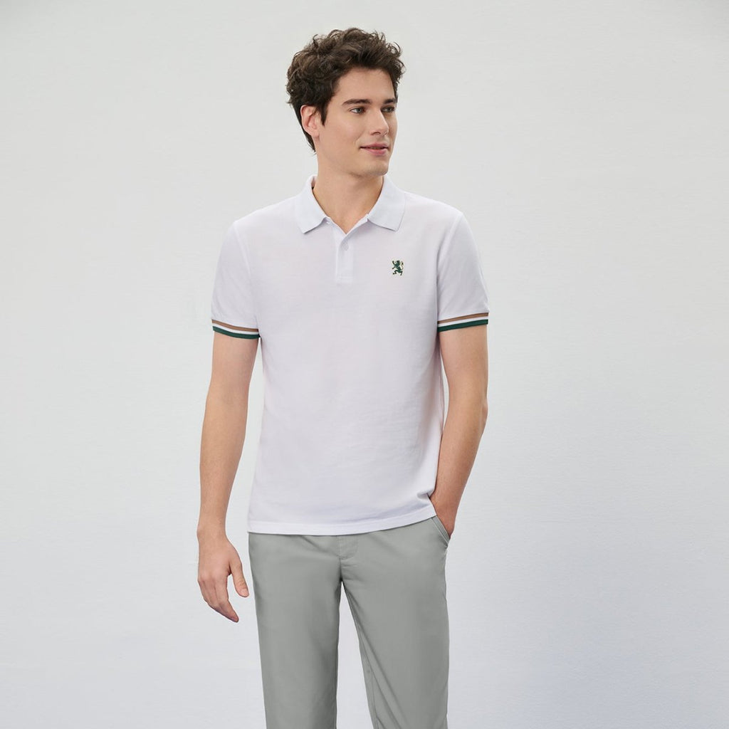 Giordano Men's Cotton Slim Performance Polo With Small Lion Embroidery - first_variant_option_2 Premium Polo for Giordano