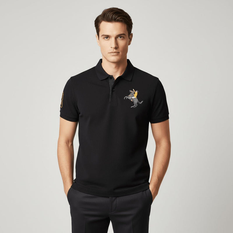 Giordano Men’s Cotton Slim Pique Polo with Napoleon Embroidery - Premium Polo