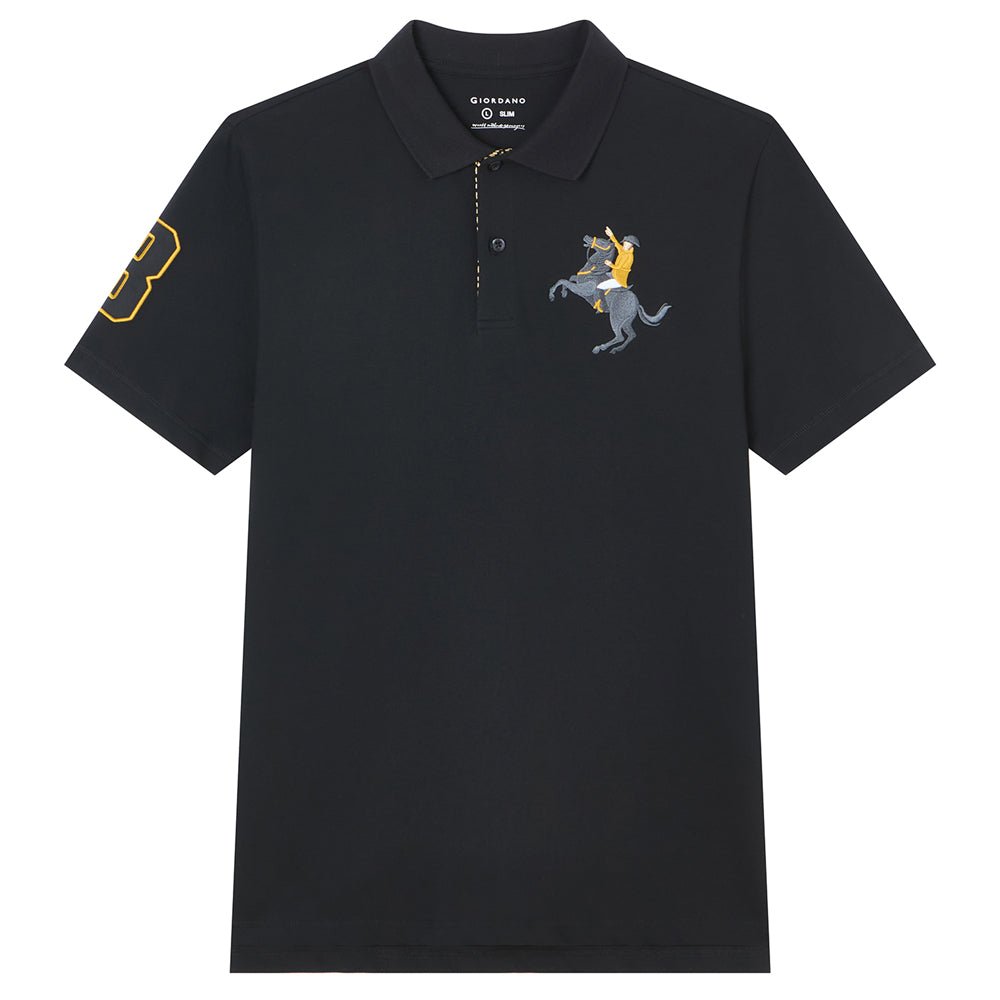 Giordano Men’s Cotton Slim Pique Polo with Napoleon Embroidery - first_variant_option_2 Premium Polo for Giordano