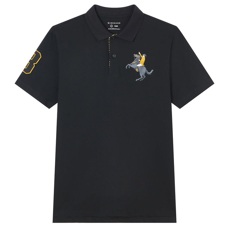 Giordano Men’s Cotton Slim Pique Polo with Napoleon Embroidery - first_variant_option_2 Premium Polo for Giordano