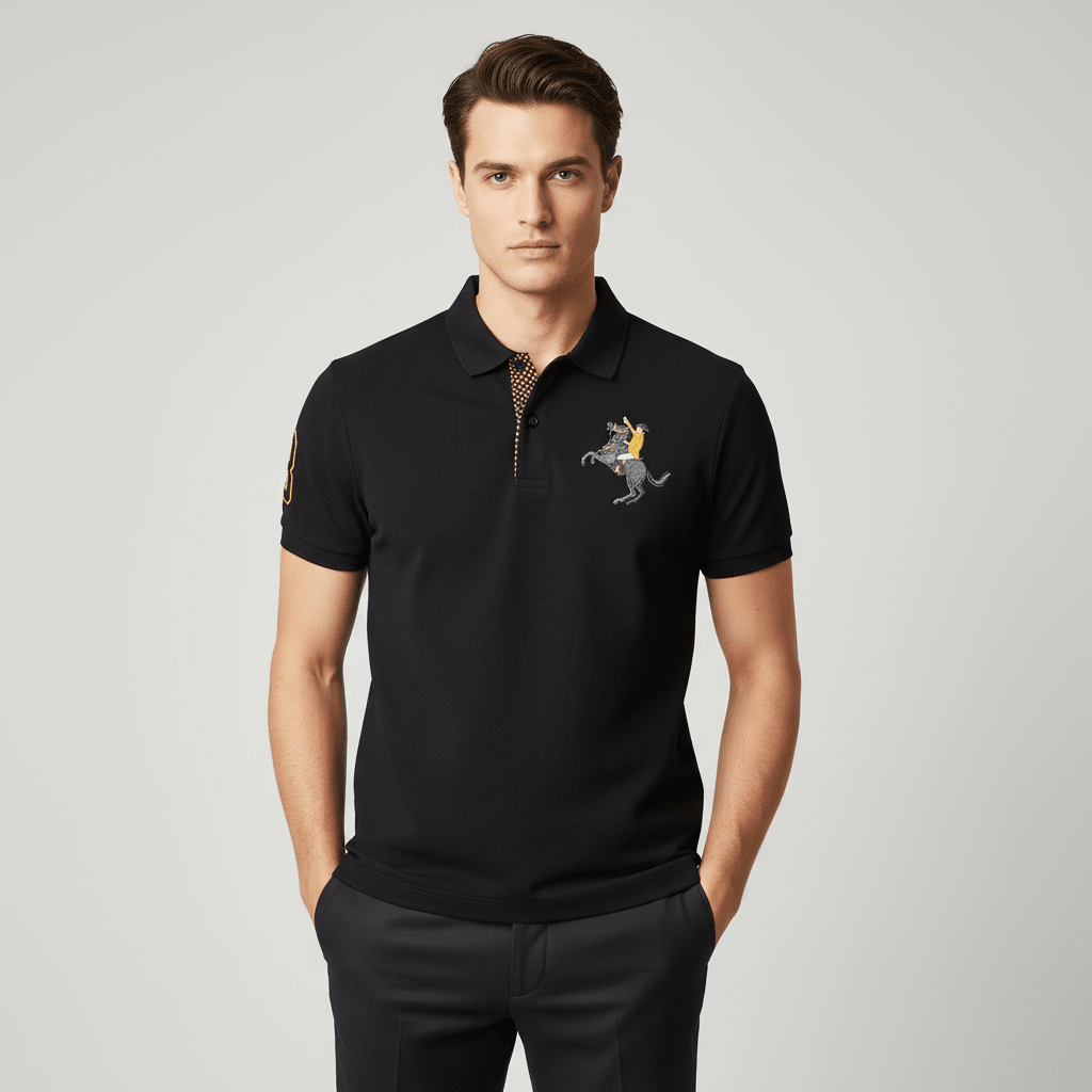 Giordano Men’s Cotton Slim Pique Polo with Napoleon Embroidery - first_variant_option_2 Premium Polo for Giordano