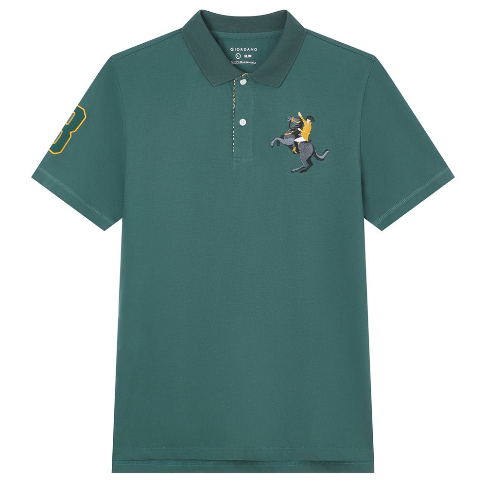 Giordano Men’s Cotton Slim Pique Polo with Napoleon Embroidery - first_variant_option_2 Premium Polo for Giordano