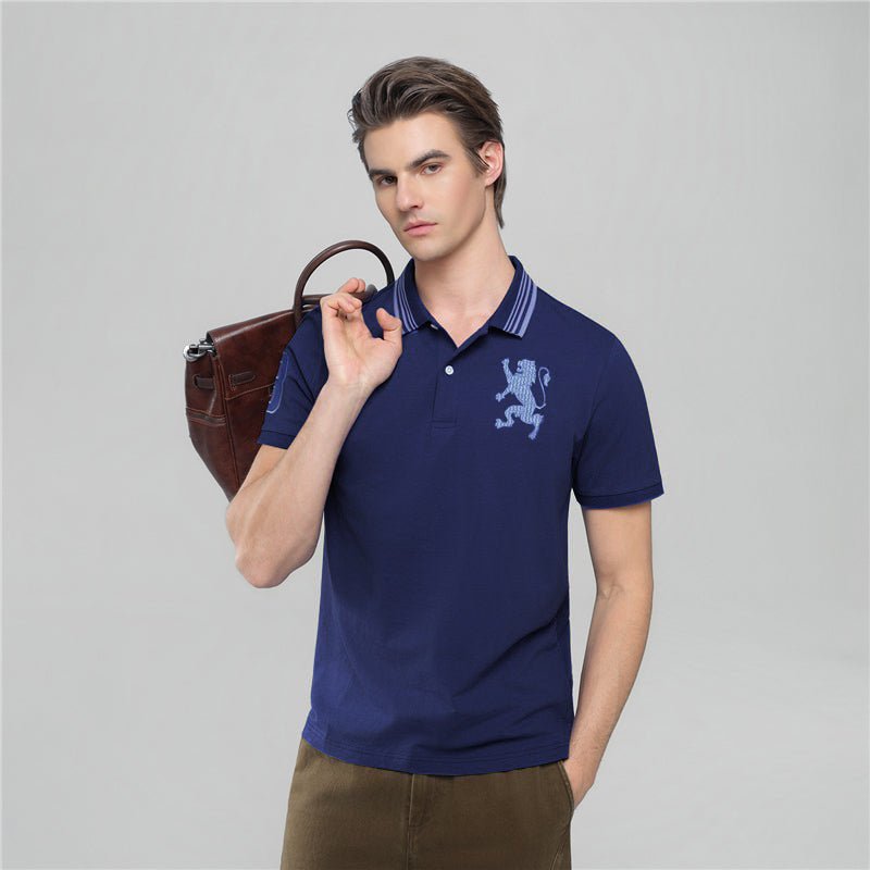 Giordano Men’s Cotton Slim Polo with 3D Lion Embroidery - Premium Polo