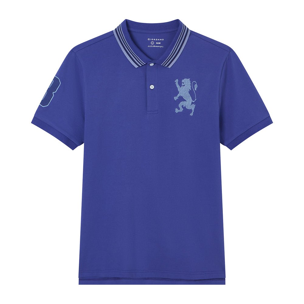 Giordano Men’s Cotton Slim Polo with 3D Lion Embroidery - first_variant_option_2 Premium Polo for Giordano