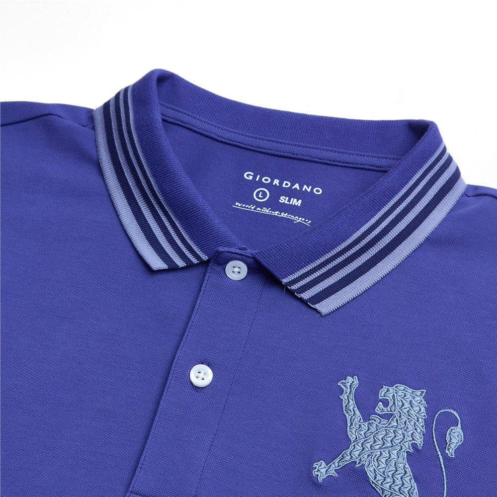 Giordano Men’s Cotton Slim Polo with 3D Lion Embroidery - first_variant_option_2 Premium Polo for Giordano