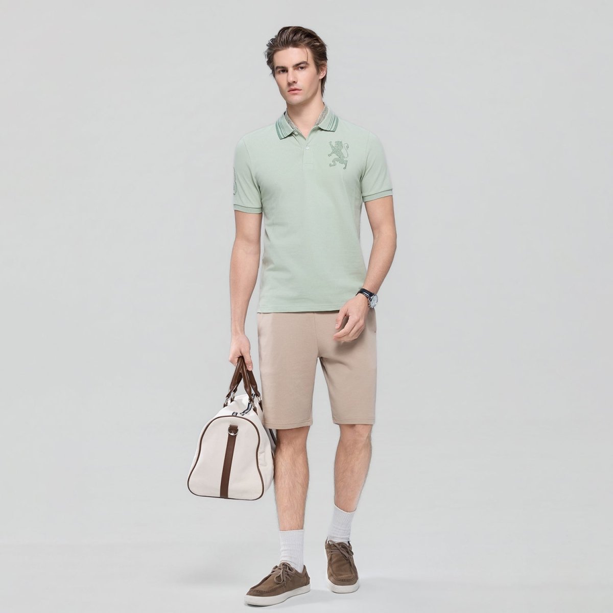 Giordano Men’s Cotton Slim Polo with 3D Lion Embroidery - first_variant_option_2 Premium Polo for Giordano