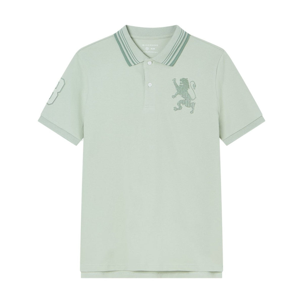 Giordano Men’s Cotton Slim Polo with 3D Lion Embroidery - first_variant_option_2 Premium Polo for Giordano