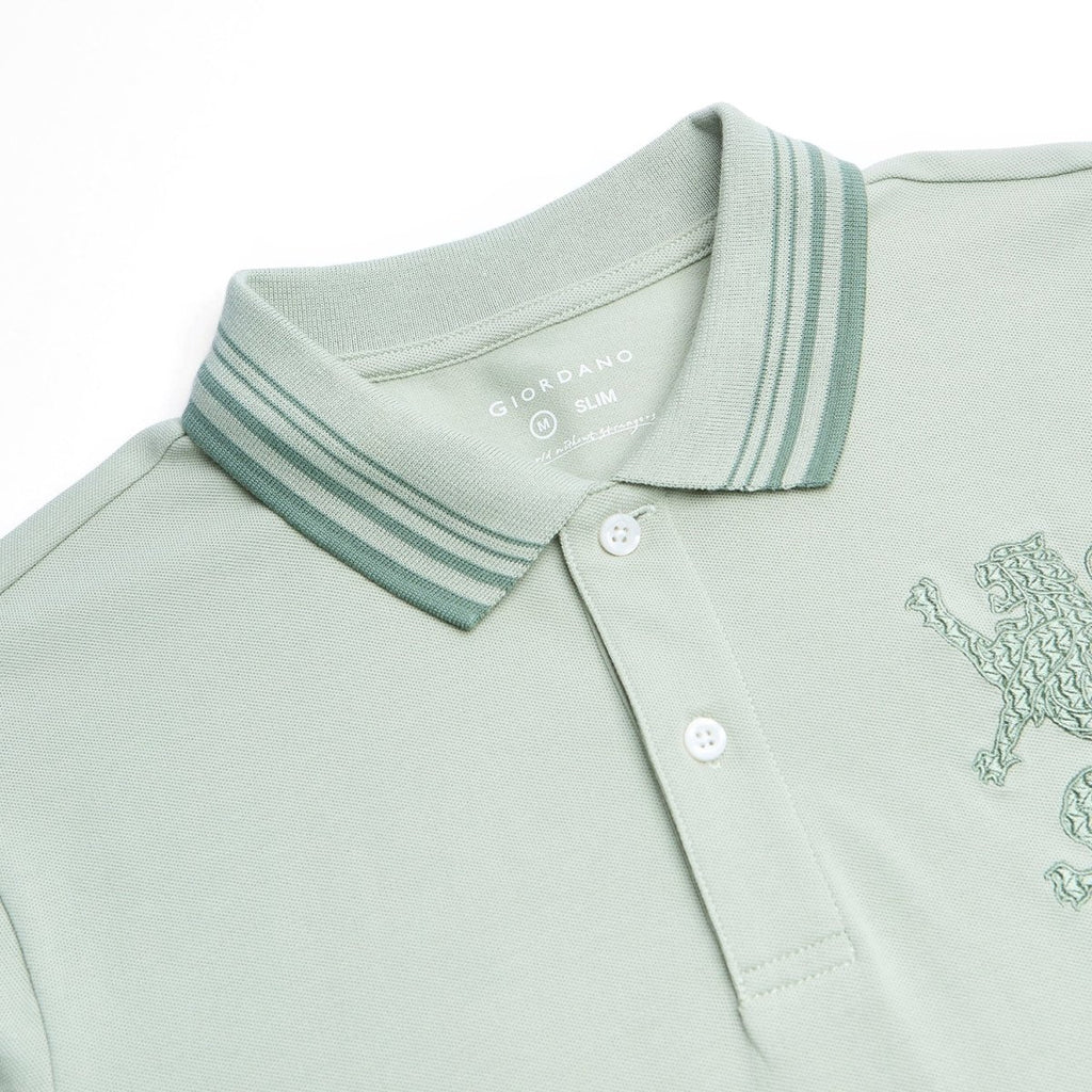Giordano Men’s Cotton Slim Polo with 3D Lion Embroidery - first_variant_option_2 Premium Polo for Giordano