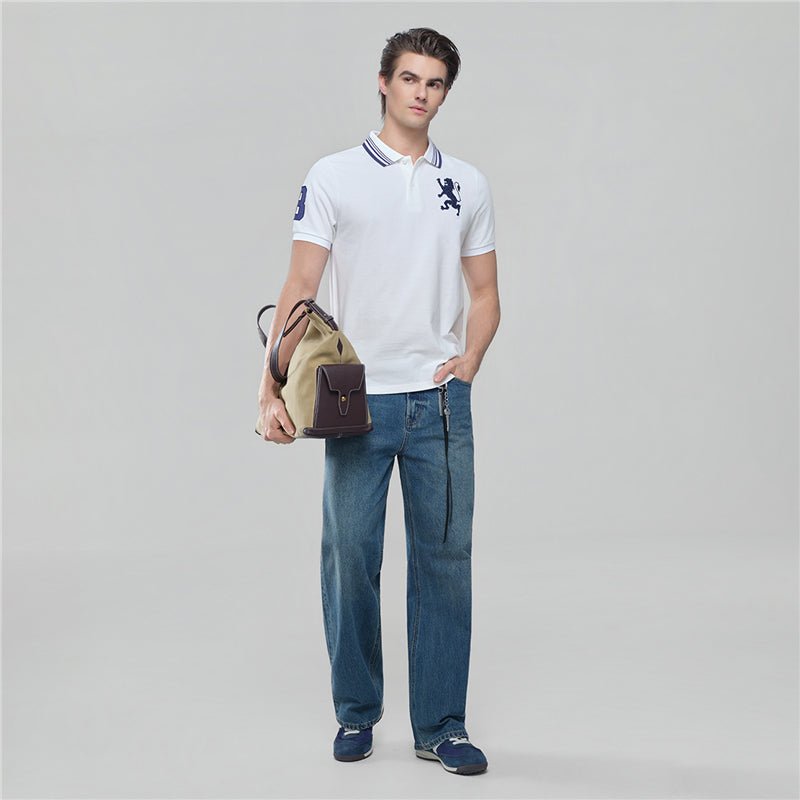 Giordano Men’s Cotton Slim Polo with 3D Lion Embroidery - Premium Polo