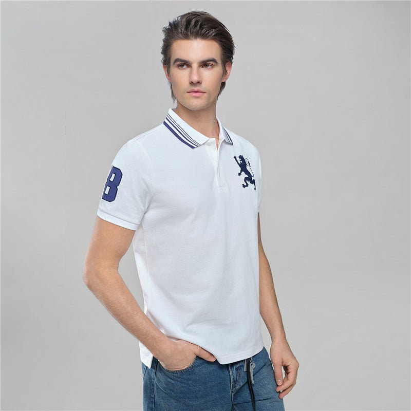 Giordano Men’s Cotton Slim Polo with 3D Lion Embroidery - Premium Polo