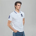 Giordano Men’s Cotton Slim Polo with 3D Lion Embroidery - Premium Polo