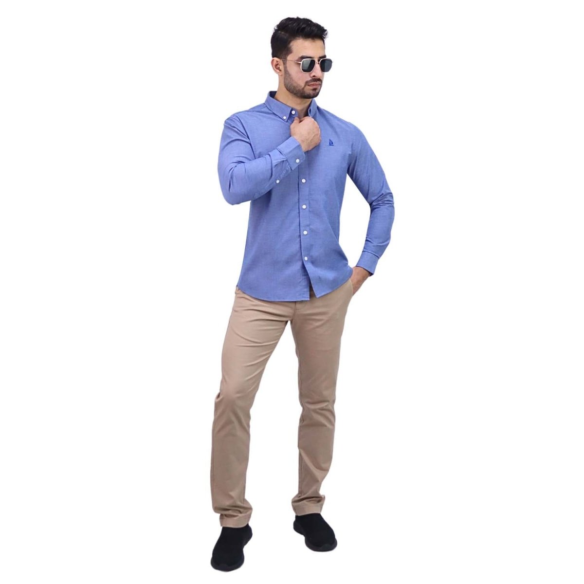 Giordano Men's Cotton Spandex Oxford Slim Fit Embroidery Shirt - Premium Shirts