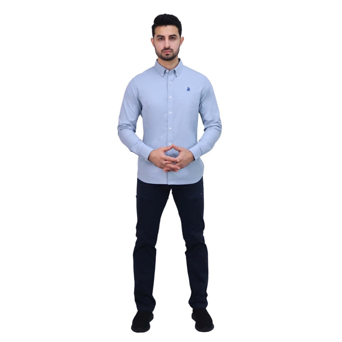 Giordano Men's Cotton Spandex Oxford Slim Fit Embroidery Shirt - Premium Shirts