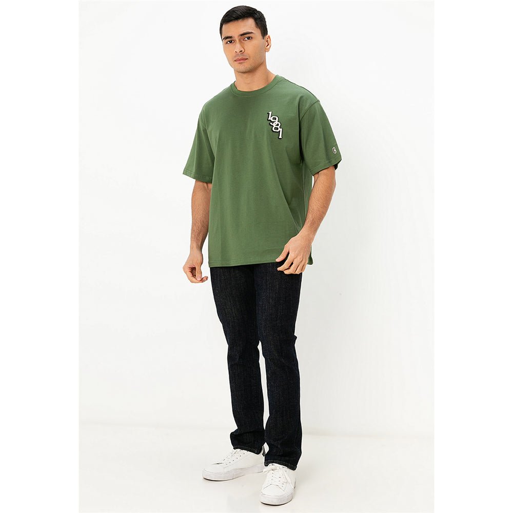 Giordano Men's Crew Neck Short Sleeve Relaxed Fit Classic Logo Print Tee - Premium Print Tee