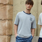 Giordano Men's Crew Neck Short Sleeve Relaxed Fit Classic Logo Print Tee - Premium Print Tee