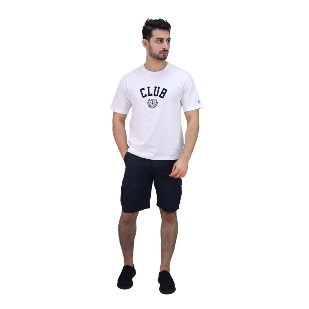 Giordano Men's Crew Neck Short Sleeve Relaxed Fit Classic Logo Print Tee - Premium Print Tee