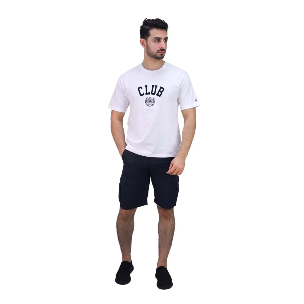 Giordano Men's Crew Neck Short Sleeve Relaxed Fit Classic Logo Print Tee - Premium Print Tee