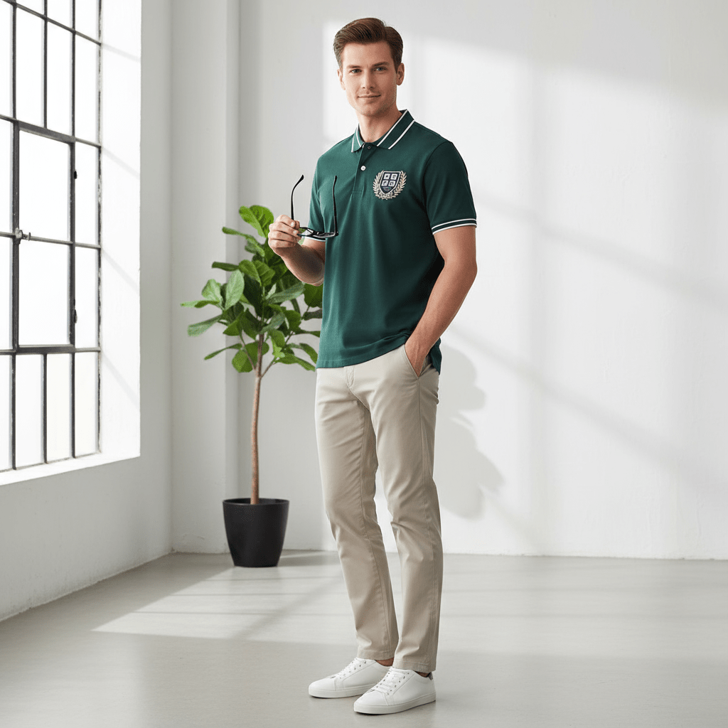 Giordano Men's Embroidered Pique Polo | Thematic 3G Collection - Premium Polo