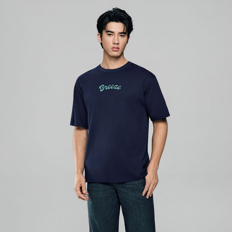 Giordano Men's Endless Lazy Days Navy Breeze Graphic Tee - Premium Print Tee