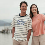 Giordano Men's Endless Lazy Days Striped Relaxed Graphic Tee - Premium Print Tee