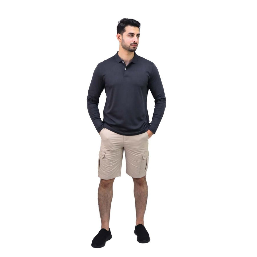 Giordano Men's Flat Knit Collar Long Sleeve Liquid Touch Slim Fit Solid Color Polo - Premium Polo