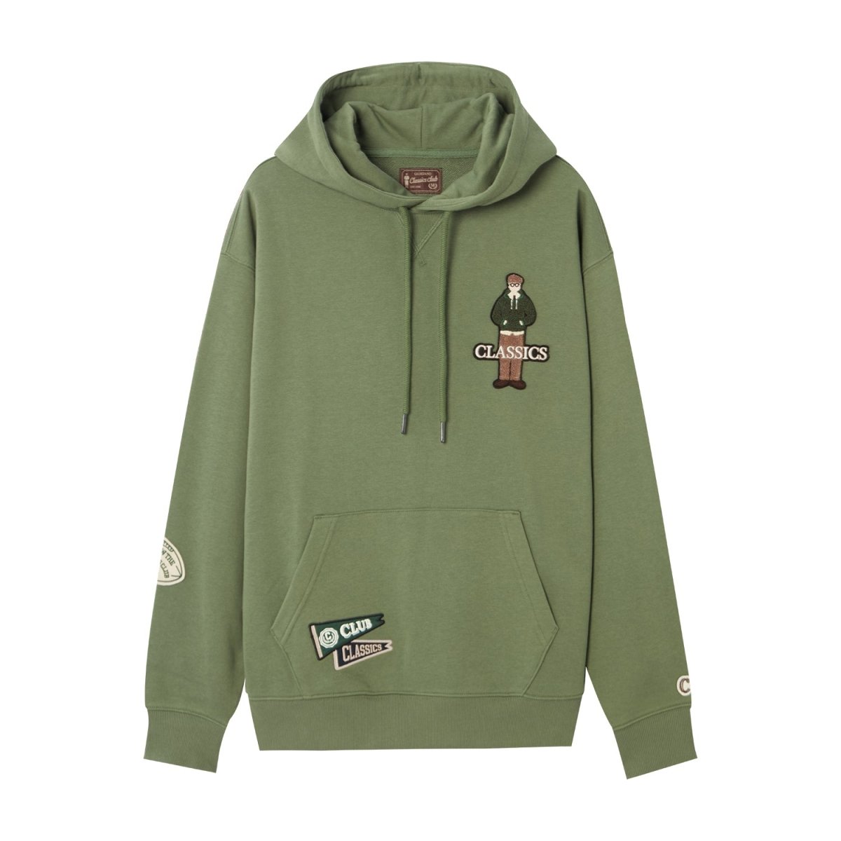 Giordano Men's French Terry Long Sleeve Relaxed Fit Classic Logo Print Sweatshirt Hoodie - Premium Hoodie