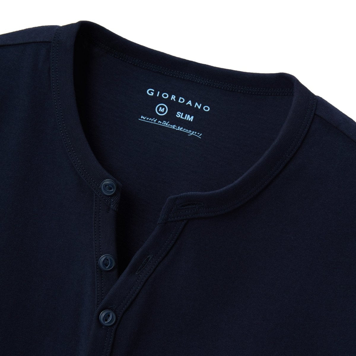 Giordano Men's Henley Tee with Small Lion Embroidery - Premium Tee