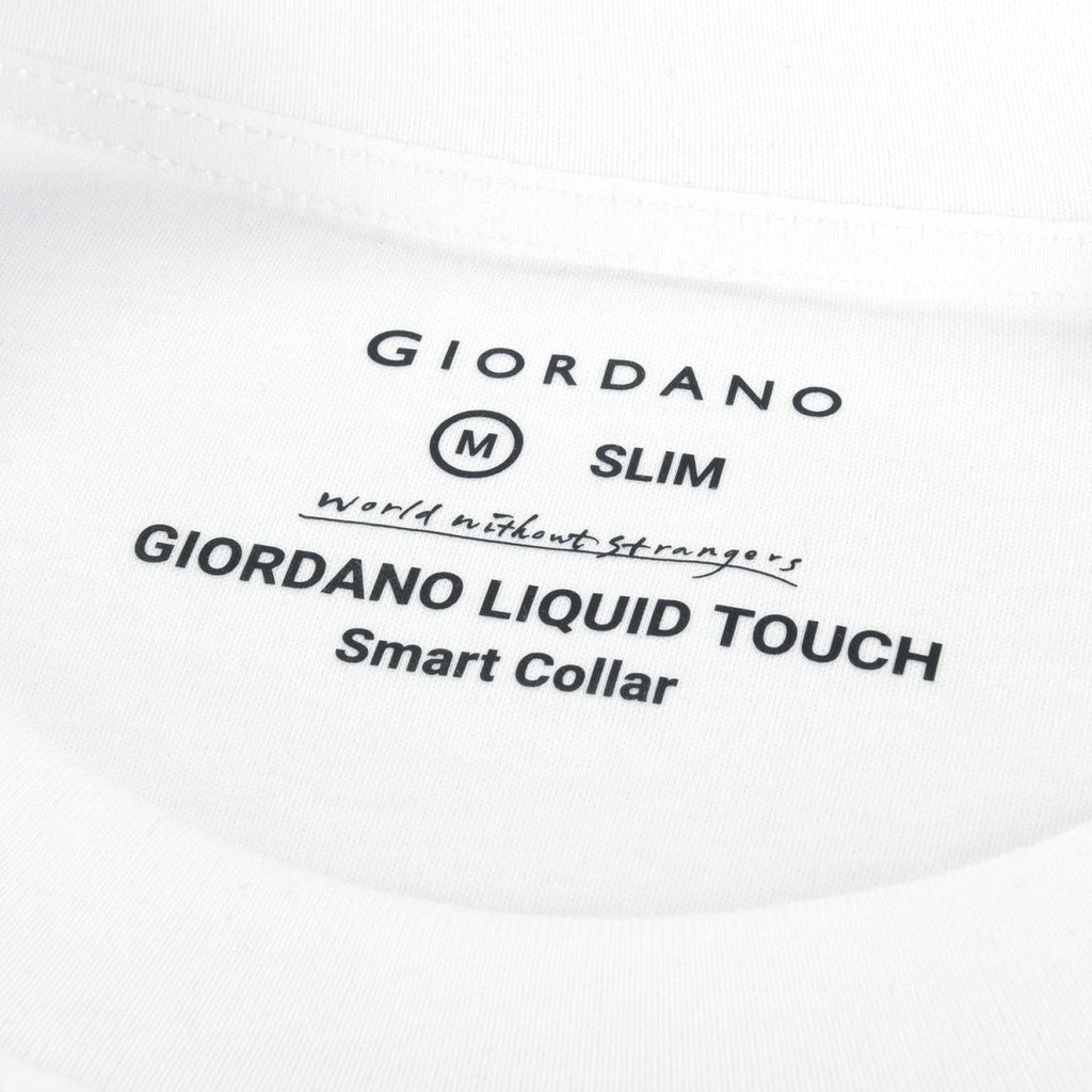 Giordano Men's Interlock Crew Neck Long Sleeve Slim Fit Embroidery Liquid Touch Smart Collar Tees - Premium Tee