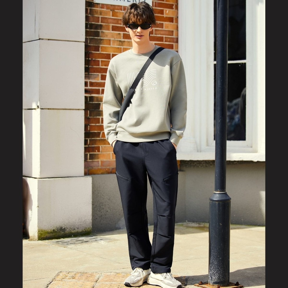 Giordano Men's Interlock Crewneck Long Sleeve Relaxed Fit Wander Wonder Collection Print Sweatshirt - Premium Sweatshirts