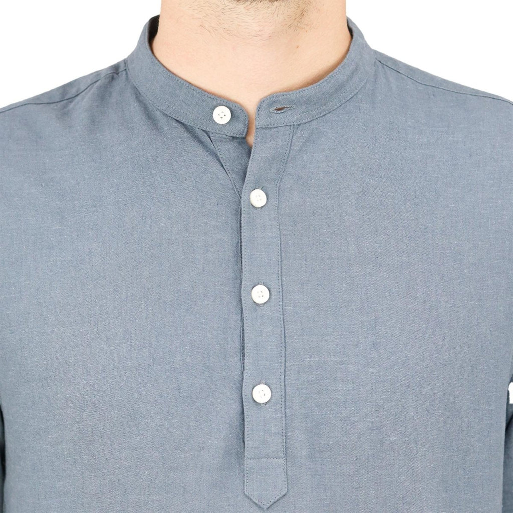 Giordano Men's Linen Band Collar Shirt - Premium Shirts