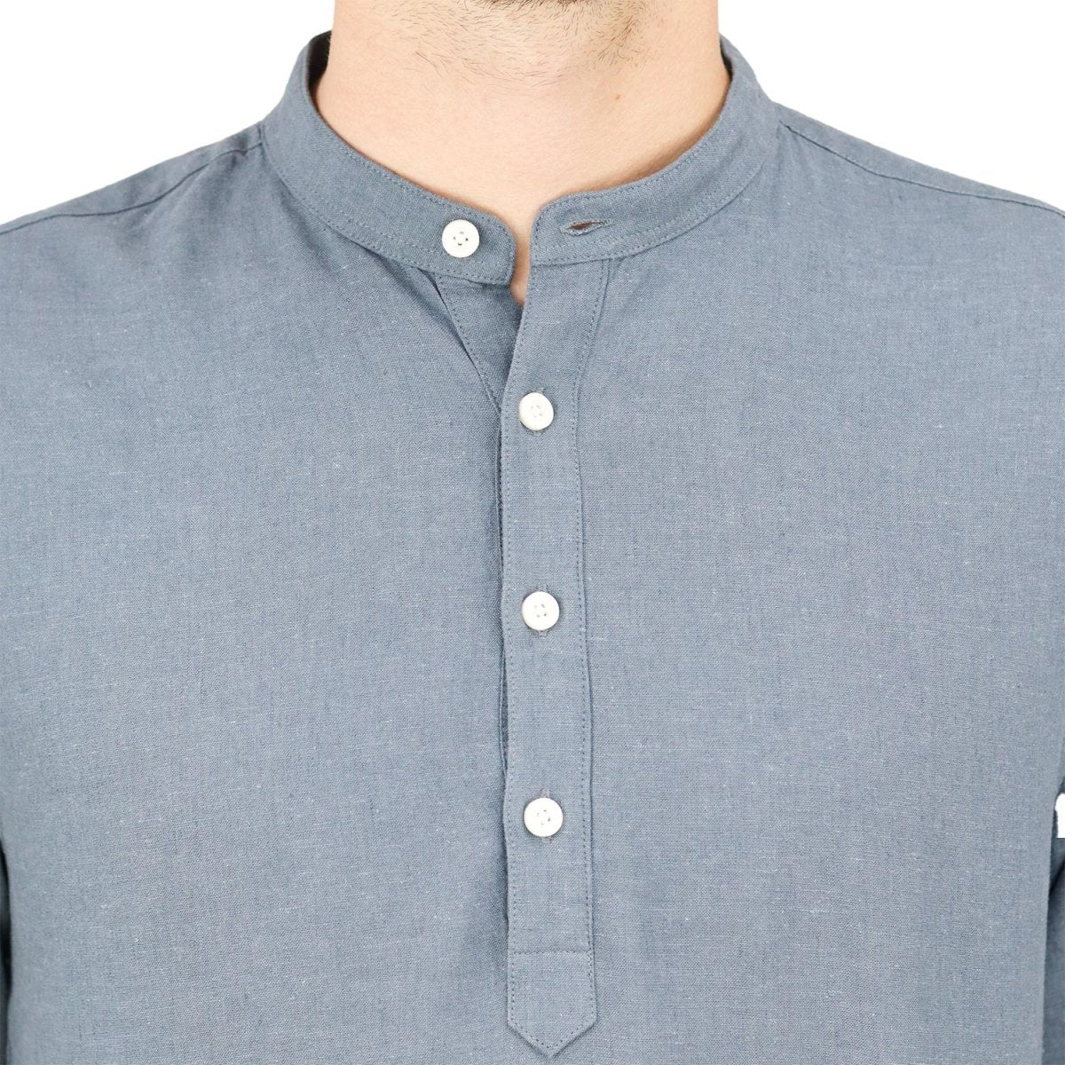 Giordano Men's Linen Band Collar Shirt - Premium Shirts