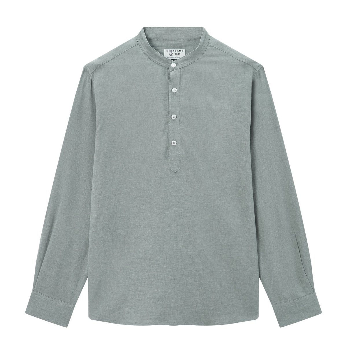Giordano Men's Linen Band Collar Shirt - Premium Shirts