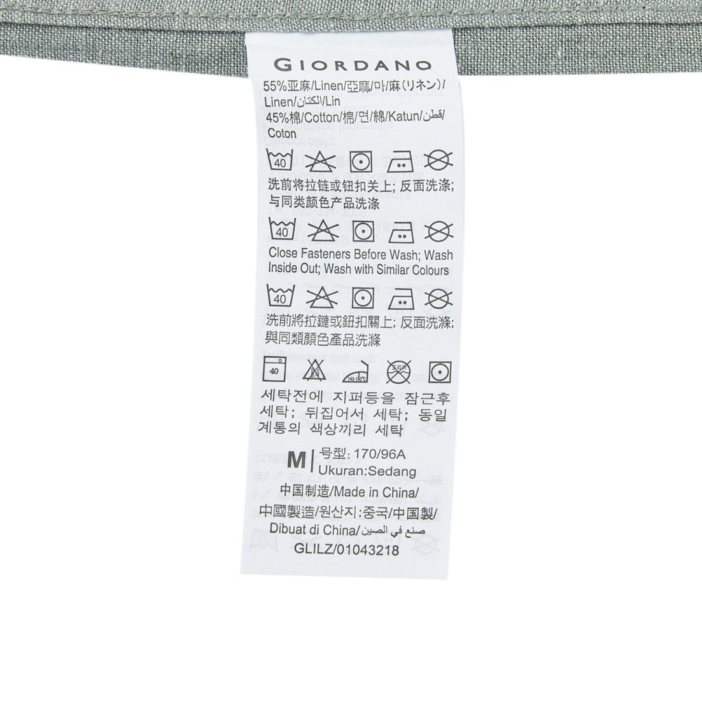 Giordano Men's Linen Band Collar Shirt - Premium Shirts