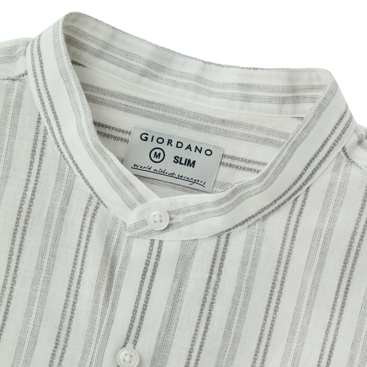 Giordano Men's Linen Cotton Poplin Band Collar Shirt | Slim Fit Summer Style - Premium Shirts