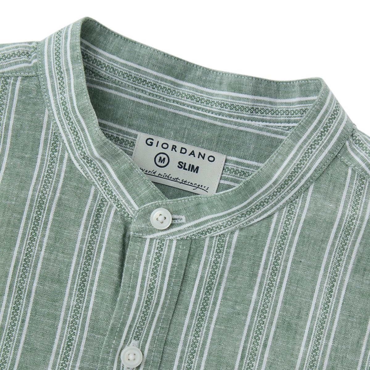 Giordano Men's Linen Cotton Poplin Band Collar Shirt | Slim Fit Summer Style - Premium Shirts