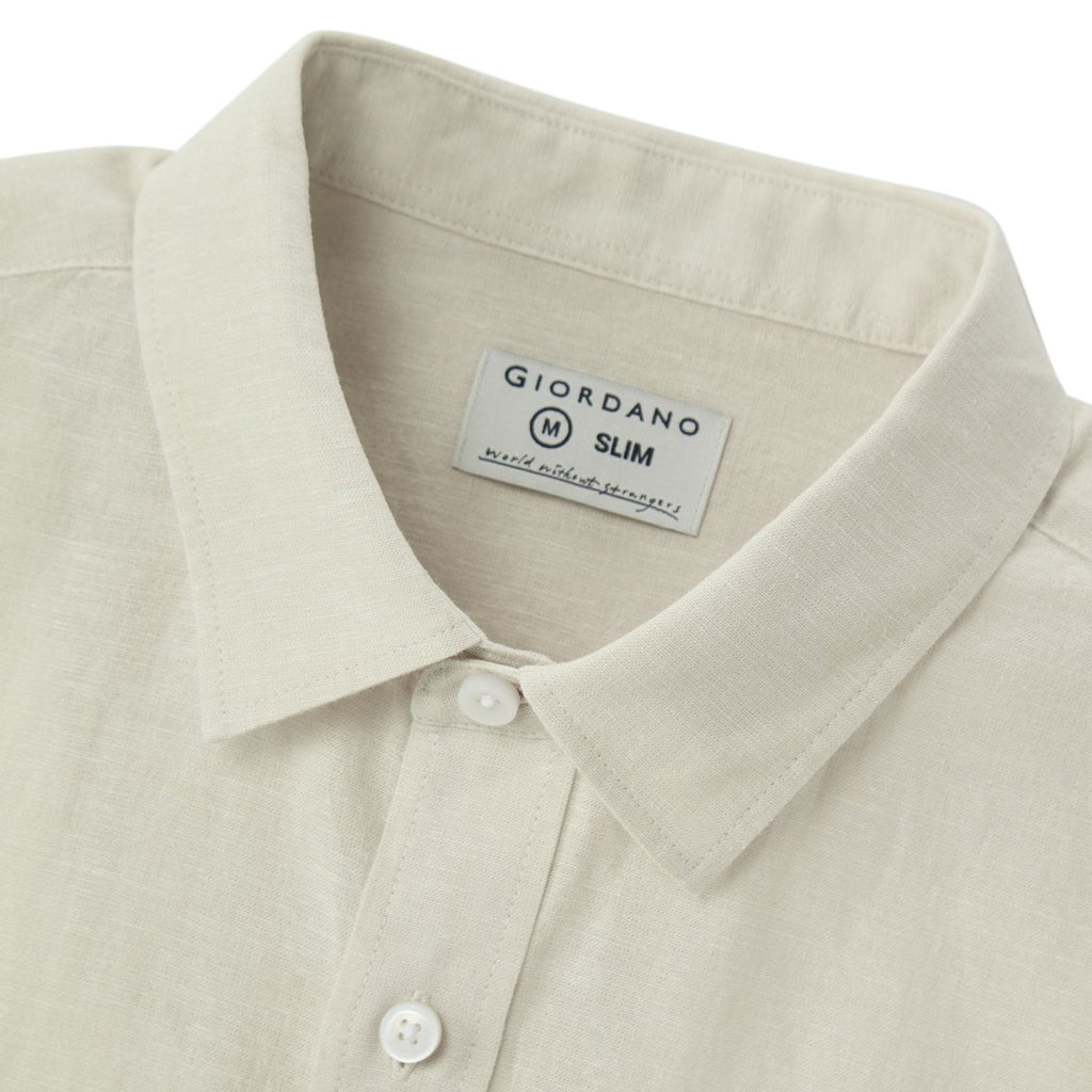 Giordano Men's Linen Cotton Poplin Short Sleeve Shirt - Premium Shirts