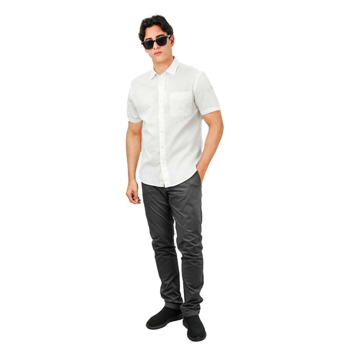 Giordano Men's Linen Cotton Poplin Short Sleeve Shirt - Premium Shirts