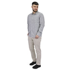 Giordano Men's Linen Long Sleeve Slim Fit Front Button Garment Wash Shirt - Premium Shirts