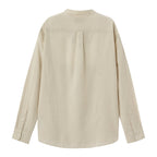 Giordano Men's Linen Poplin Blend Stand Collar Shirt - Premium Shirts