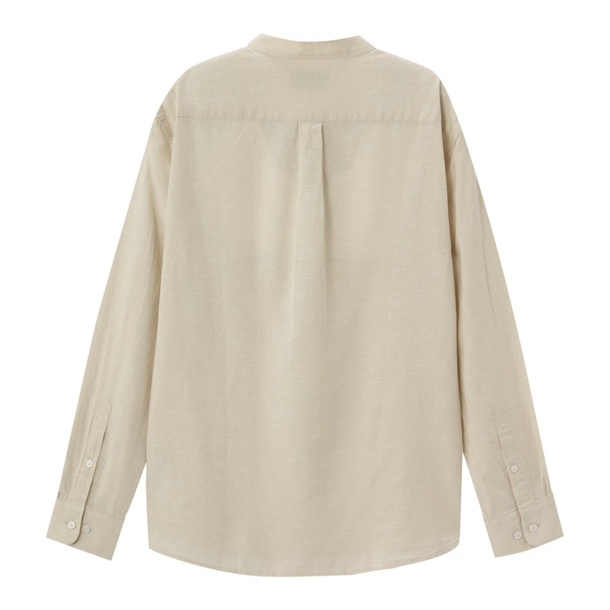 Giordano Men's Linen Poplin Blend Stand Collar Shirt - Premium Shirts