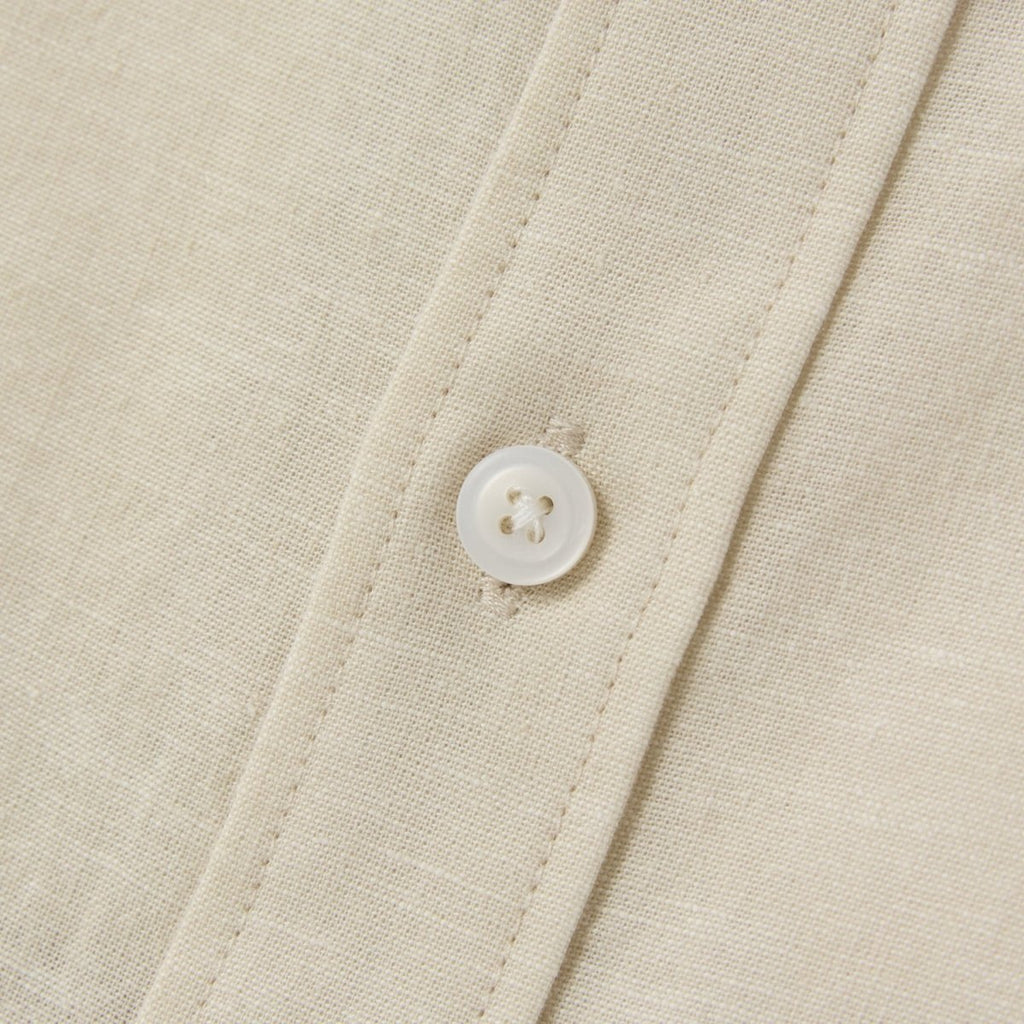Giordano Men's Linen Poplin Blend Stand Collar Shirt - Premium Shirts
