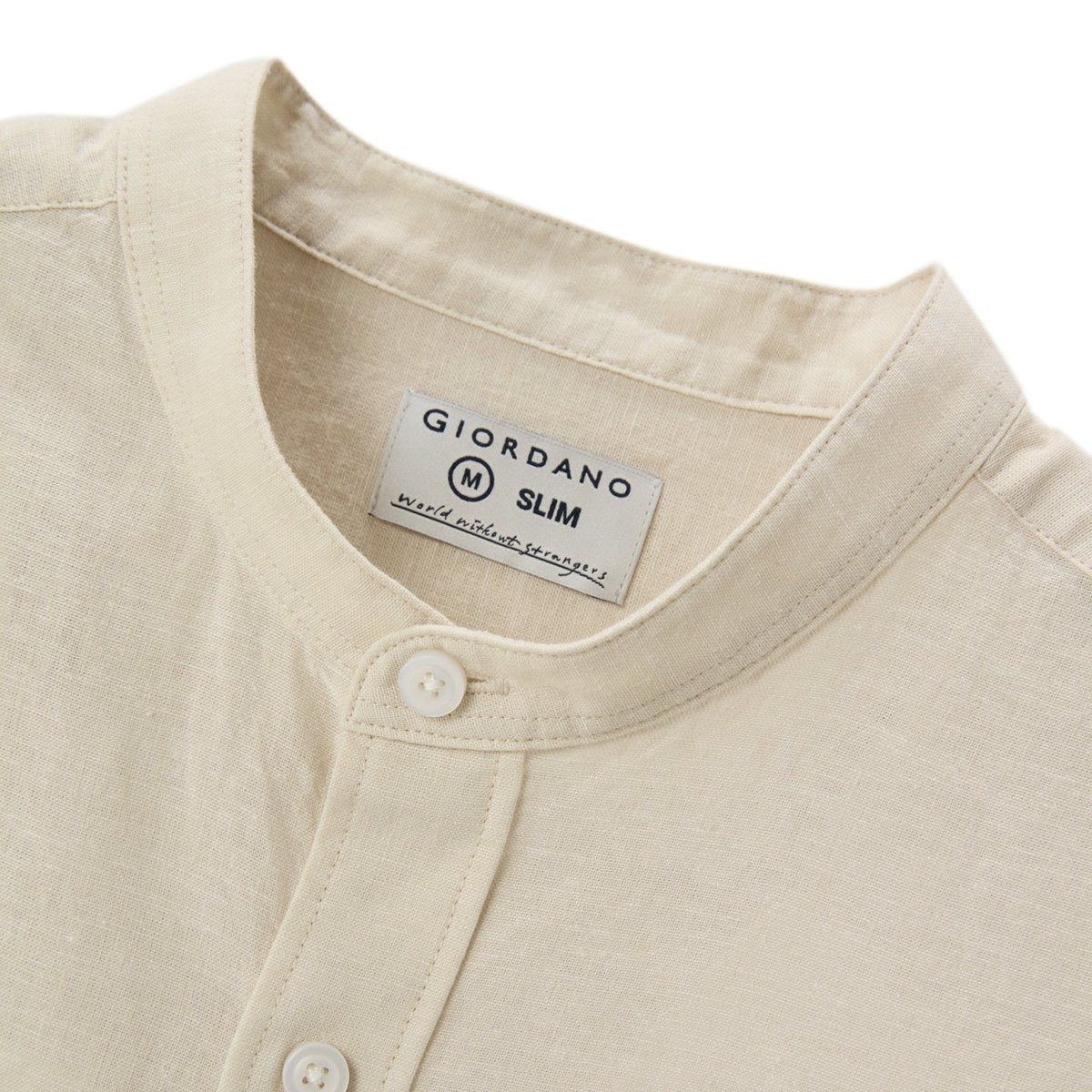 Giordano Men's Linen Poplin Blend Stand Collar Shirt - Premium Shirts