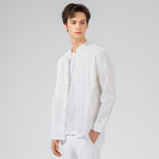 Giordano Men's Linen Poplin Blend Stand Collar Shirt - Premium Shirts