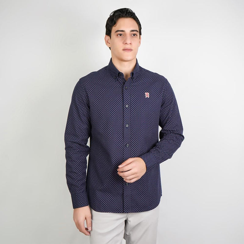 Giordano Men's Lion Oxford Printed Long Sleeve Shirt - Premium Shirts