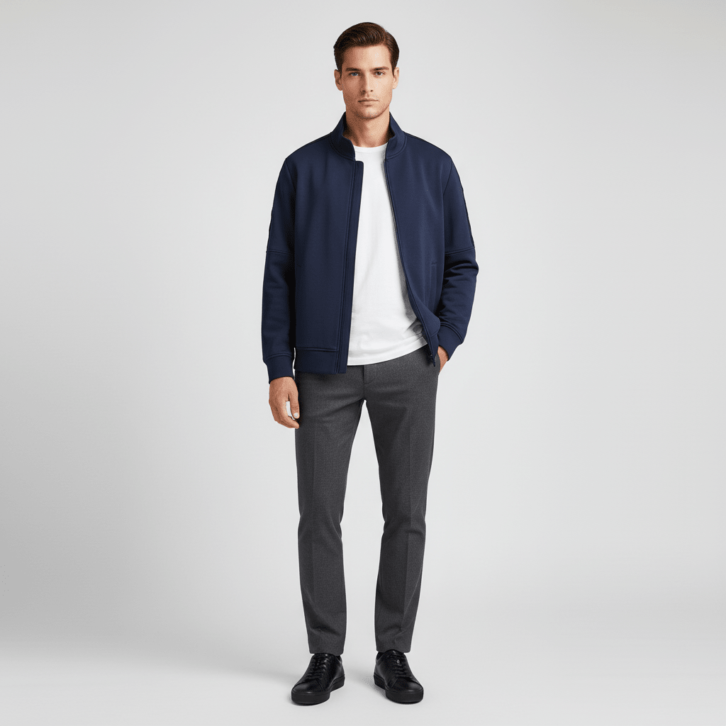 Giordano Men's Liquid Touch Knit Jacket With Zipper Closure - Premium Jackets