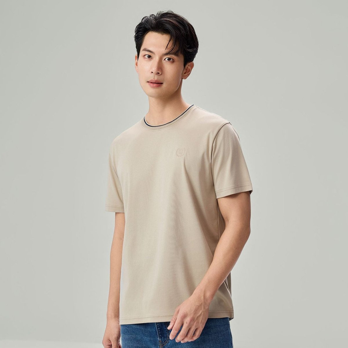 Giordano Men's Liquid Touch Relaxed Embroidered Tee - Premium Tee